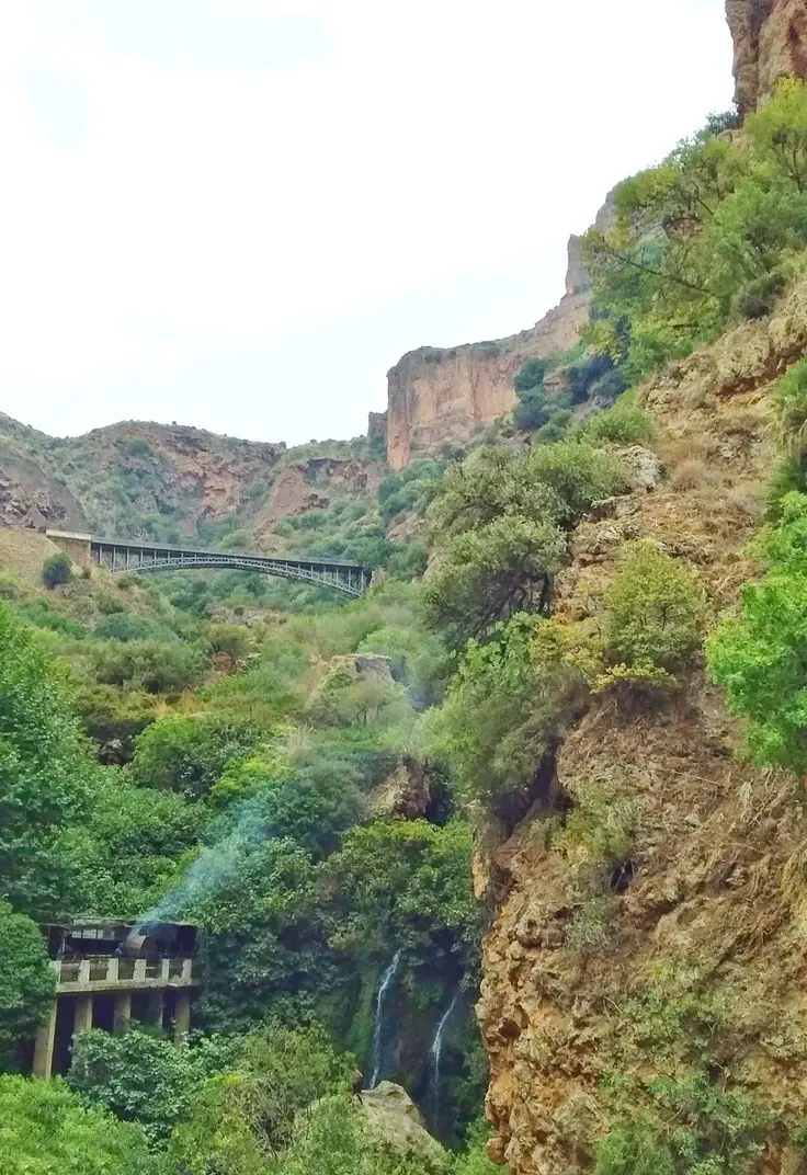 El Ourit waterfalls - seven tiers through a pink dolomite ravine