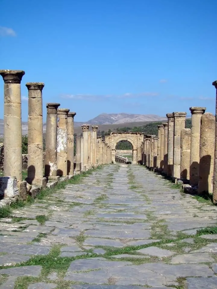 Cardo maximus of Timgad - ruts left by Roman carts