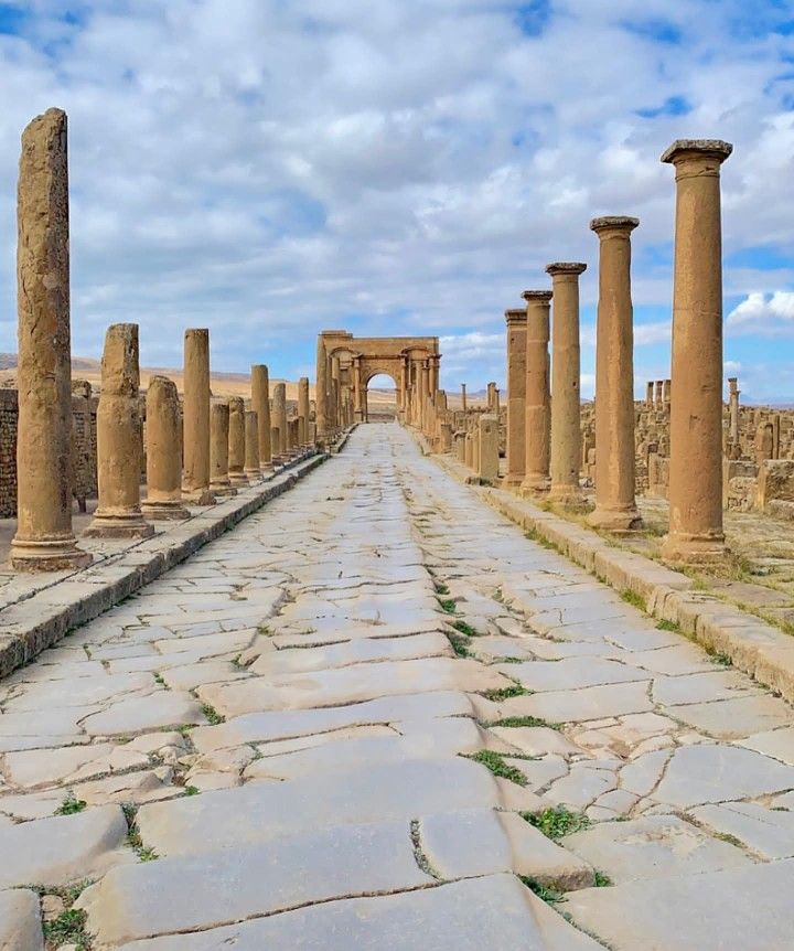 Il cardo maximus di Timgad lastricato con lastre di calcare blu