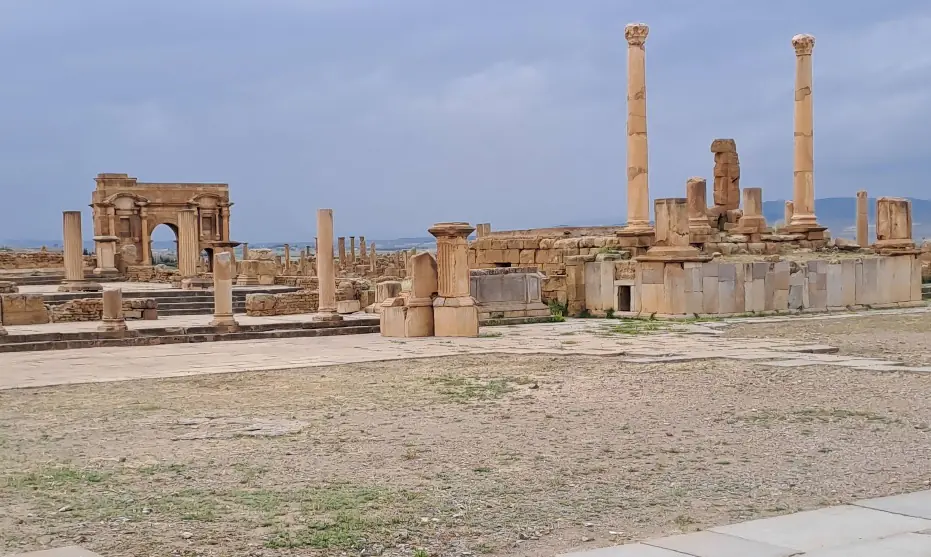The forum of Timgad - paved square and Corinthian columns