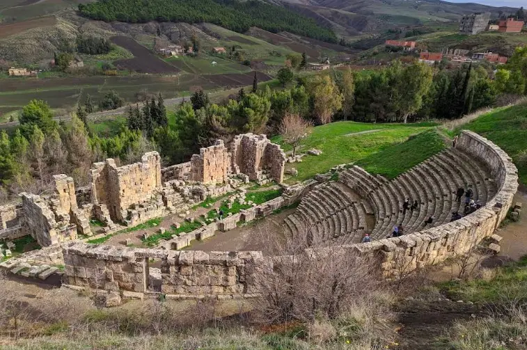 The Roman theatre of Djemila built against the hillside