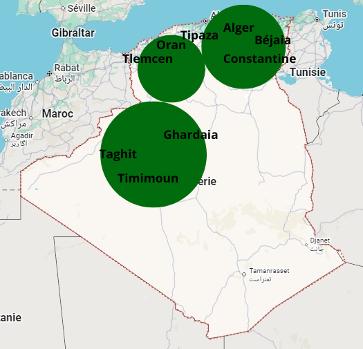 Zone verte, vigilance normale - les grandes villes du nord de l'Algérie